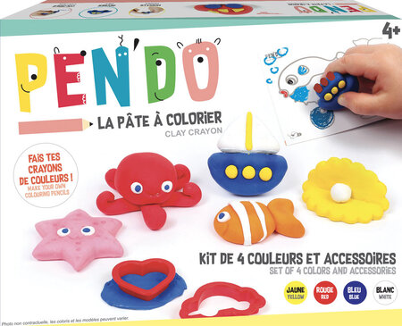 Pen'do Pâte à modeler crayon de couleur Kit 4 couleurs + accessoires