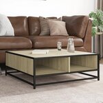 vidaXL Table basse chêne sonoma 80x80x30 cm bois d'ingénierie et métal