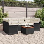 vidaXL Ensemble de canapé de jardin 7 Pièces Noir  Crème 55 x 55 x 37 cm