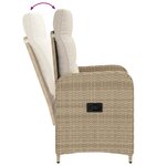 vidaXL Chaise de jardin inclinable Beige et blanc crème