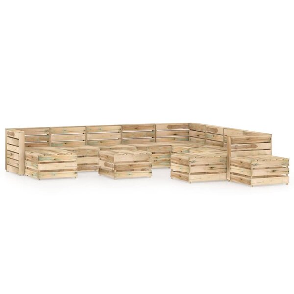 vidaXL Salon de jardin 12 Pièces Bois de pin imprégné de vert