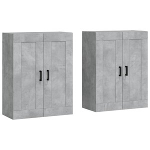 vidaXL Armoires murales 2 Pièces gris béton bois d'ingénierie