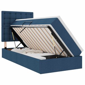 vidaXL Lit de rangement LED avec matelas Bleu 90 x 200 cm Tissu