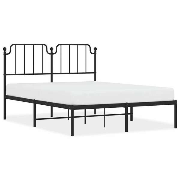 vidaXL Cadre de lit métal sans matelas avec tête de lit noir 150x200cm