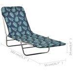 vidaXL Chaises longues pliables lot de 2 Acier tissu Motif de feuilles