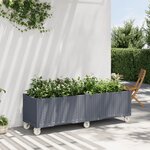 vidaXL Jardinière à roulettes gris 160x50x54 cm PP