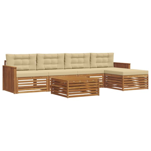 vidaXL Ensemble de canapés d'extérieur 6 Pièces Naturel et Beige