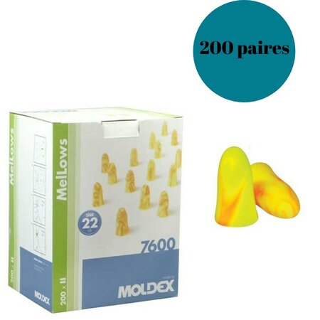 Bouchons anti bruit moldex mellows  200 paires