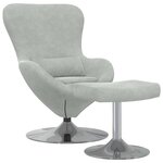 vidaXL Chaise Œuf avec Pouf Gris clair 63 x 73 x 90 cm Velours