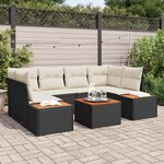 vidaXL Ensemble de canapé de jardin avec coussin 6 Pièces Noir Poly rotin