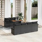 vidaXL Ensemble de canapé de jardin 8 Pièces Noir Poly rotin