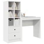 vidaXL Bureau avec tiroir avec étagère avec stockage 2 Pièces Blanc