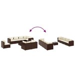 vidaXL Salon de jardin avec coussins 9 Pièces marron résine tressée