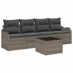 vidaXL Ensemble de canapés de jardin 5 pièces avec des coussins gris en rotin synthétique