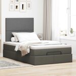 vidaXL Cadre de lit ottoman avec matelas gris foncé 120x190 cm tissu