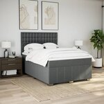 vidaXL Sommier à lattes de lit avec matelas Gris foncé 160x200cm Tissu