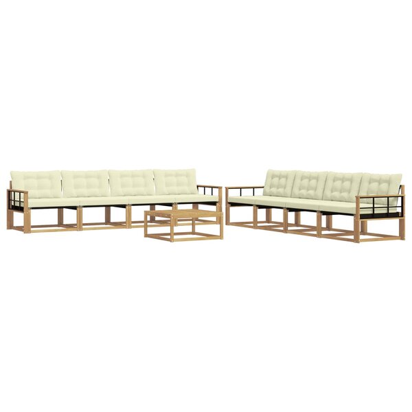 vidaXL Ensemble de canapés d'extérieur 9 Pièces Blanc et crème