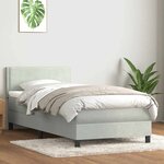 vidaXL Sommier à lattes de lit et matelas et LED gris clair 90x220 cm velours