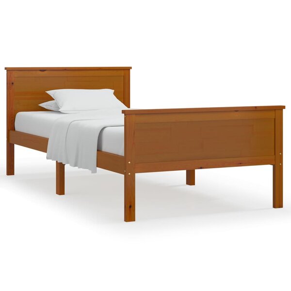 vidaXL Cadre de lit Marron miel Bois de pin massif 90x200 cm