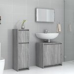 vidaXL Ensemble de meubles de salle de bain 3 Pièces Sonoma gris