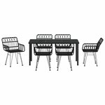 vidaXL Ensemble de salle à manger pour jardin 7 Pièces Noir Poly rotin