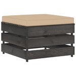Vidaxl salon de jardin 5 pièces avec coussins bois imprégné de gris