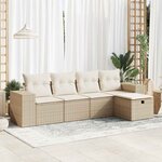 vidaXL Salon de jardin avec coussins 5 Pièces beige résine tressée