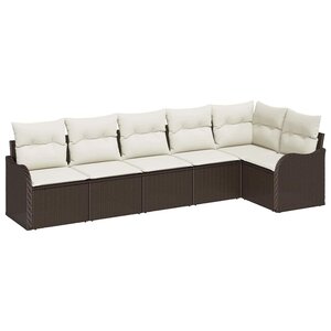 vidaXL Ensemble de canapé de jardin 6 Pièces Marron polyrotin