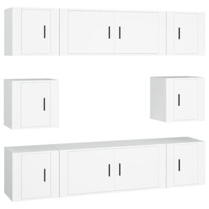 vidaXL Ensemble de meubles TV 8 Pièces Blanc Bois d'ingénierie