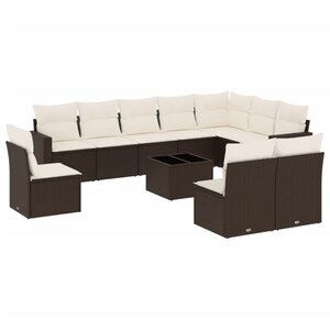 vidaXL Salon de jardin et coussins 11 Pièces marron résine tressée