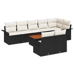 vidaXL Ensemble de canapé de jardin avec coussin 9 Pièces Noir et Crème
