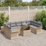 vidaXL Ensemble de canapé de jardin 10 Pièces Beige Poly rotin