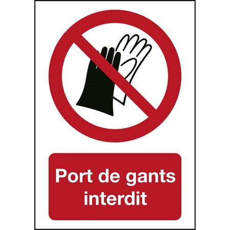 Panneau adhésif permanent acrylic Port de gants interdit Rectangle 210 x 297 mm BRADY