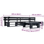 vidaXL Canapés de jardin palette 4 Pièces Noir Bois