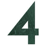 Numéro 4 - Numéro adhésif pour boîtes aux lettres- Pierre véritable 50 mm  Malachite