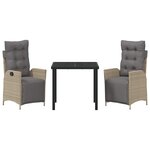 vidaXL Ensemble de salle à manger pour jardin 3 Pièces Beige polyrotin