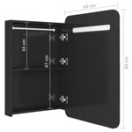 vidaXL Armoire de salle de bain à miroir LED noir brillant 60x11x80 cm