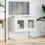 vidaXL Meuble TV blanc 68x39x60 5 cm acier laminé à froid