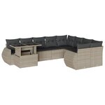 vidaXL Salon de jardin avec coussins 10 Pièces gris clair résine tressée