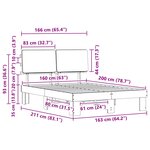 vidaXL Cadre de lit avec tête de lit rembourrée Gris foncé