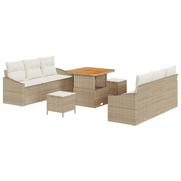 vidaXL Ensemble de canapé de jardin avec coussin 9 Pièces Beige et crème