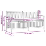 vidaXL Banc de rangement 2 -Seater 170 x 63 x 84 cm Rectangulaire