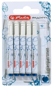 Blister de 5 cartouches d'encre grande contenance 'my.pen' Bleu HERLITZ