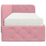 vidaXL Cadre de lit d'angle avec matelas Rose 80 x 200 cm Velours