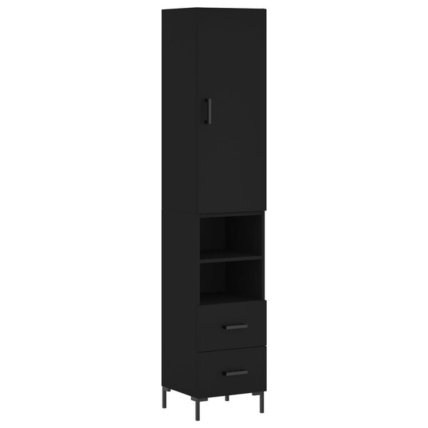 vidaXL Buffet haut Noir 34 5x34x180 cm Bois d'ingénierie