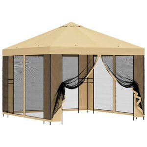 vidaXL Abri de jardin avec parois 3 x 3 m Crème Polyester et Acier