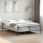vidaXL Cadre de lit sonoma gris 120x190 cm bois d'ingénierie et métal