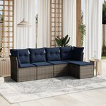vidaXL Salon de jardin 5 Pièces avec coussins gris résine tressée