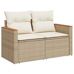 vidaXL Salon de jardin avec coussins 4 Pièces beige résine tressée