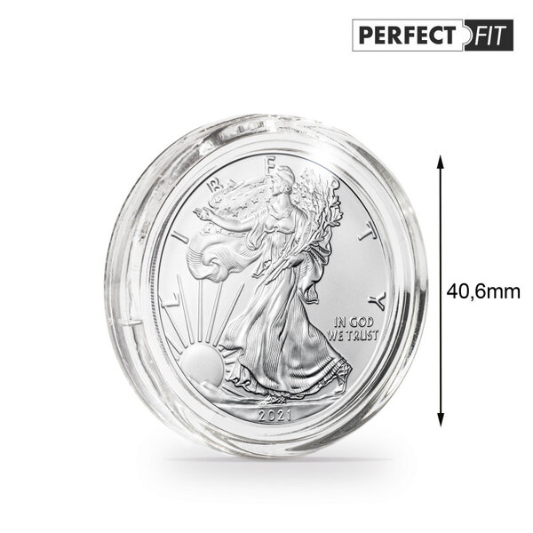 Capsules rondes ULTRA PERFECT FIT pour pièces de 1 oz argent 40 6mm. Paquet - 100 capsules